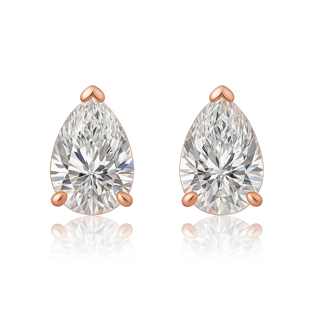 0.20 Carat – 2.00 Carat Pear Diamond Stud Earrings in Gold 