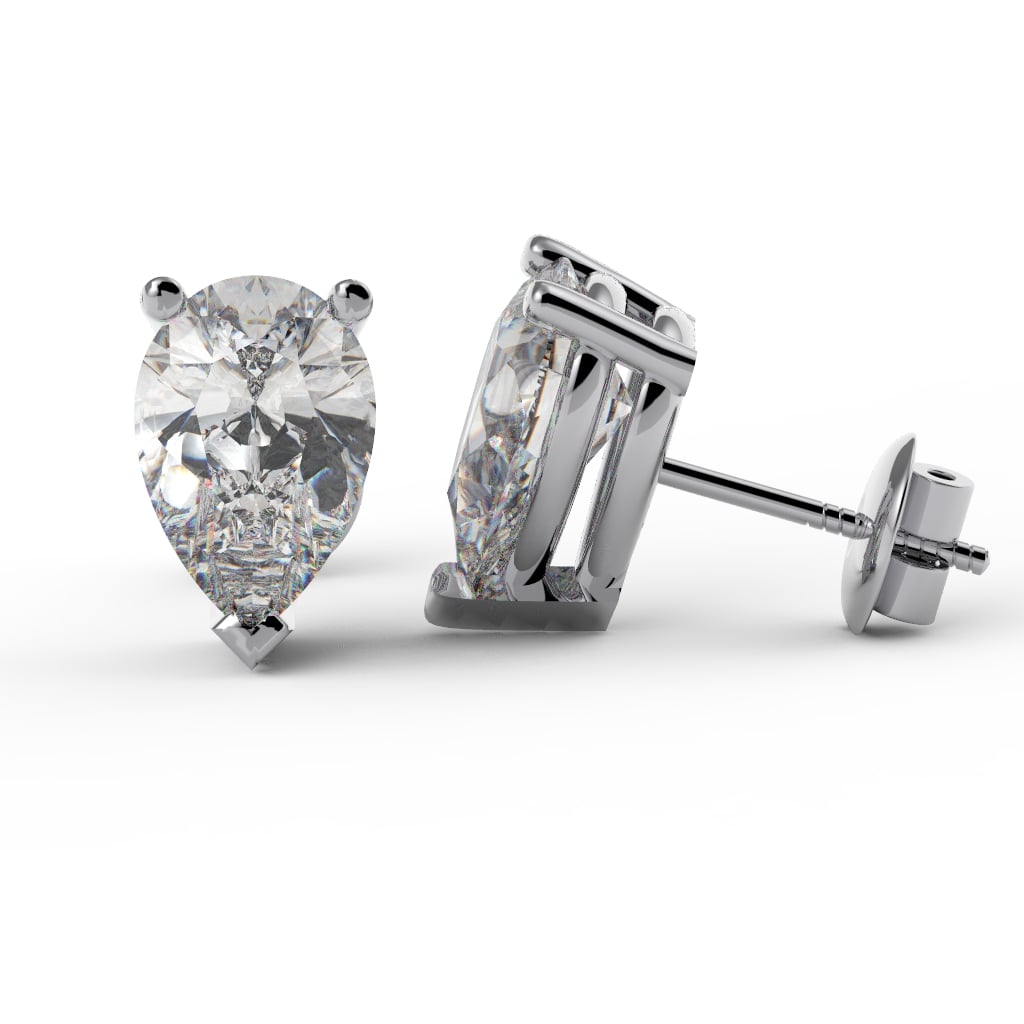 0.20 Carat – 2.00 Carat Pear Diamond Stud Earrings in Gold 