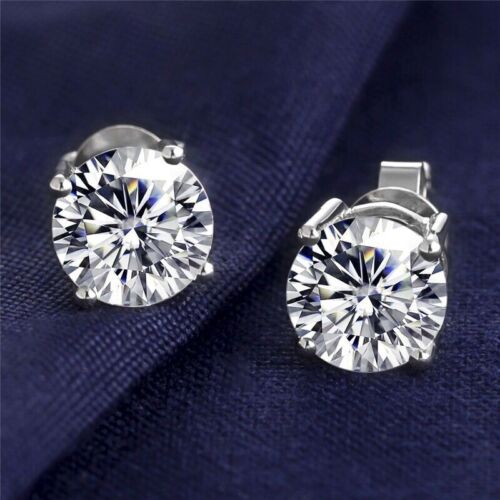 IGI Certified 2.00 Carat Brilliant Round Diamond Solitaire Stud Earrings in 18K White