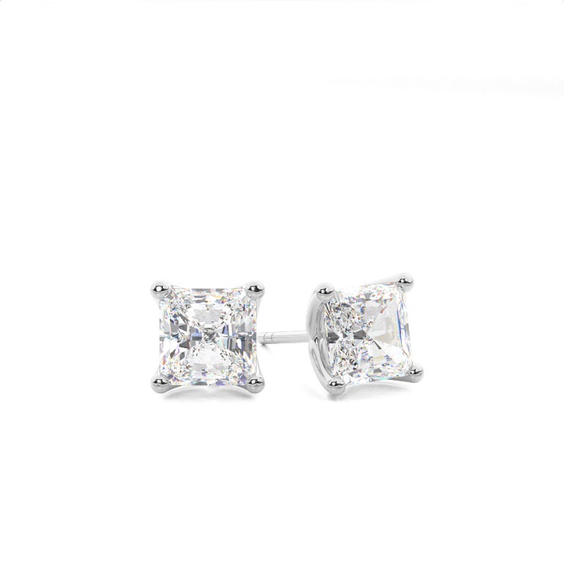 0.10- 3.00  Carat Asscher Cut Solitaire Stud Earrings available in Gold