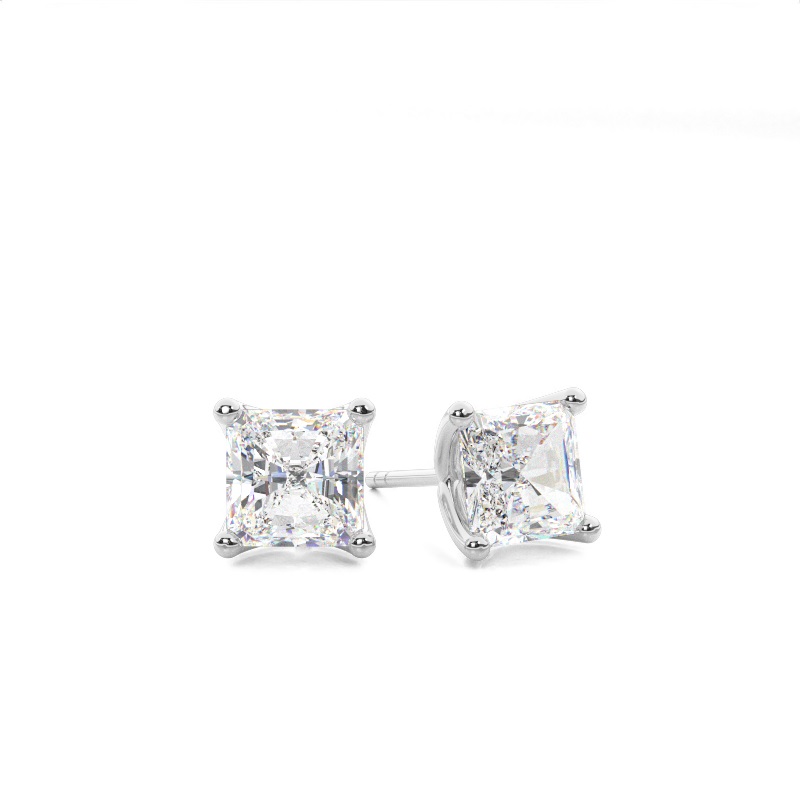 0.1 Ct Lab-Created Asscher Cut Jacqueline  Studs Diamond Earrings in Silver 925