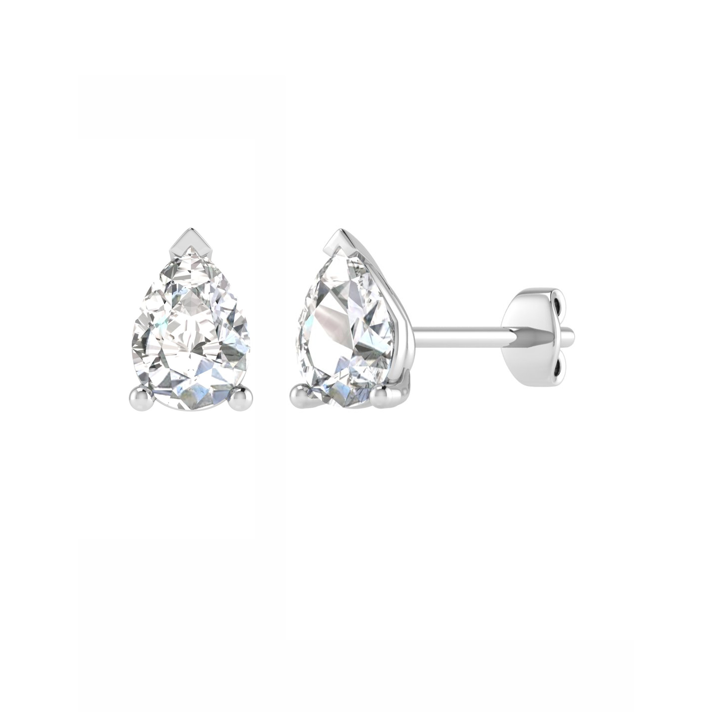 0.20-3.00 Carat Pear Shaped Diamond Solitaire Stud Earrings