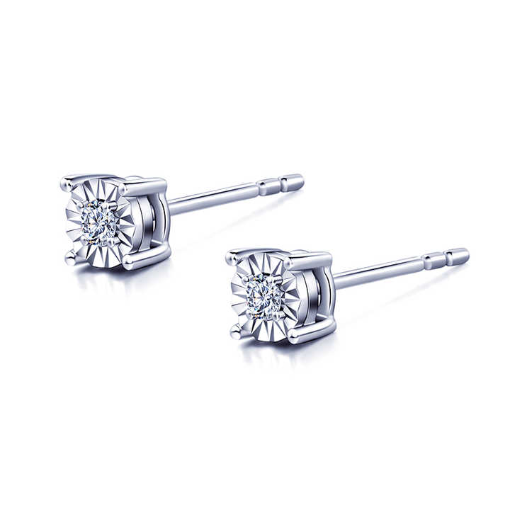 0.1 Ct Lab-Created Round Cut Janiya  Studs Diamond Earrings in Silver 925
