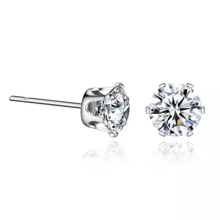 0.1 Ct Lab-Created Round Cut Jazmyn  Studs Diamond Earrings in Silver 925