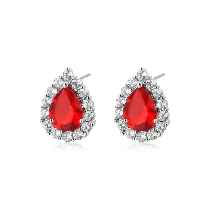 0.5 Ct Natural Ruby Pear Cut Agnesia  in 9K White Gold
