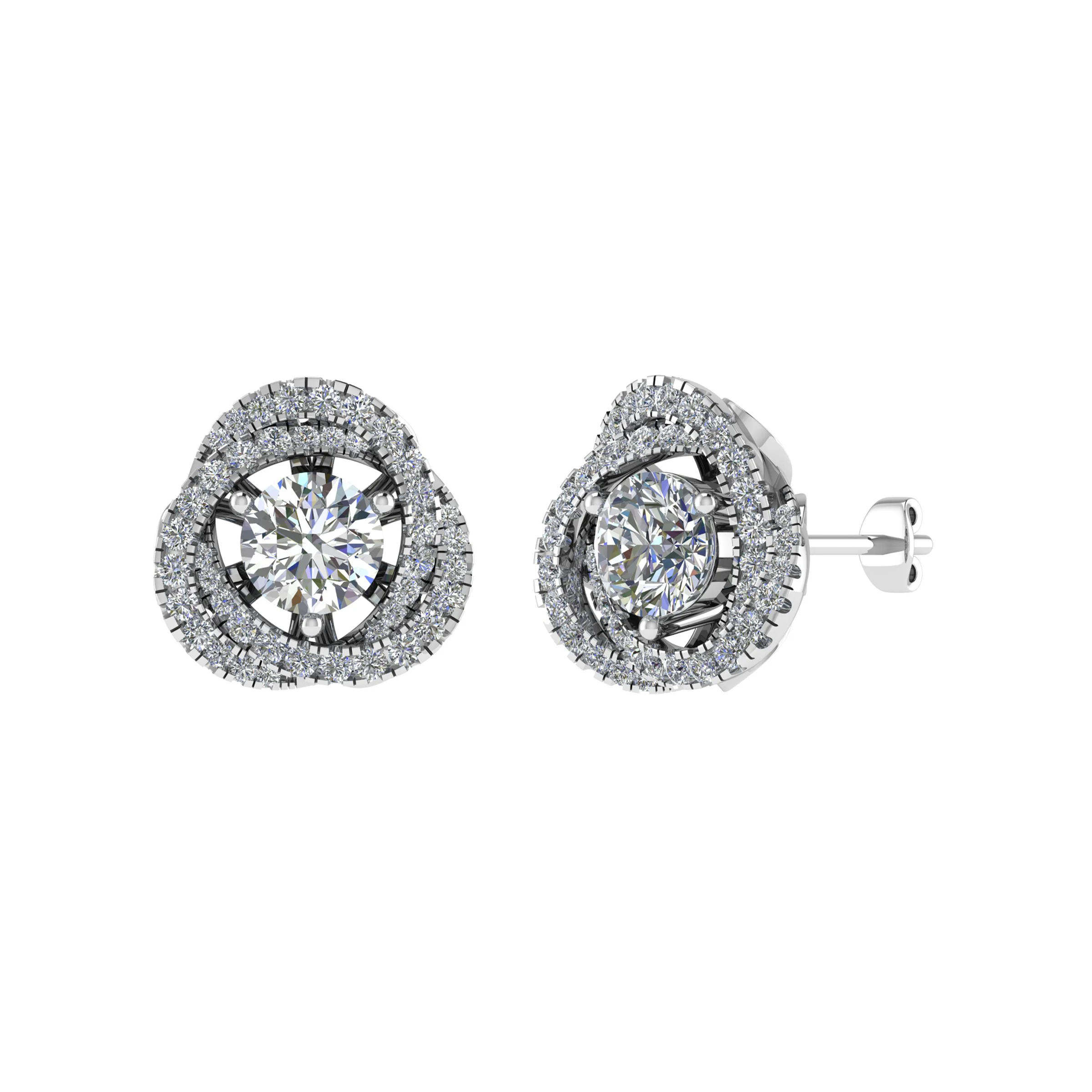 1.25 Ct Lab-Created Round Cut Jetta  Halo Diamond Earrings in Silver 925