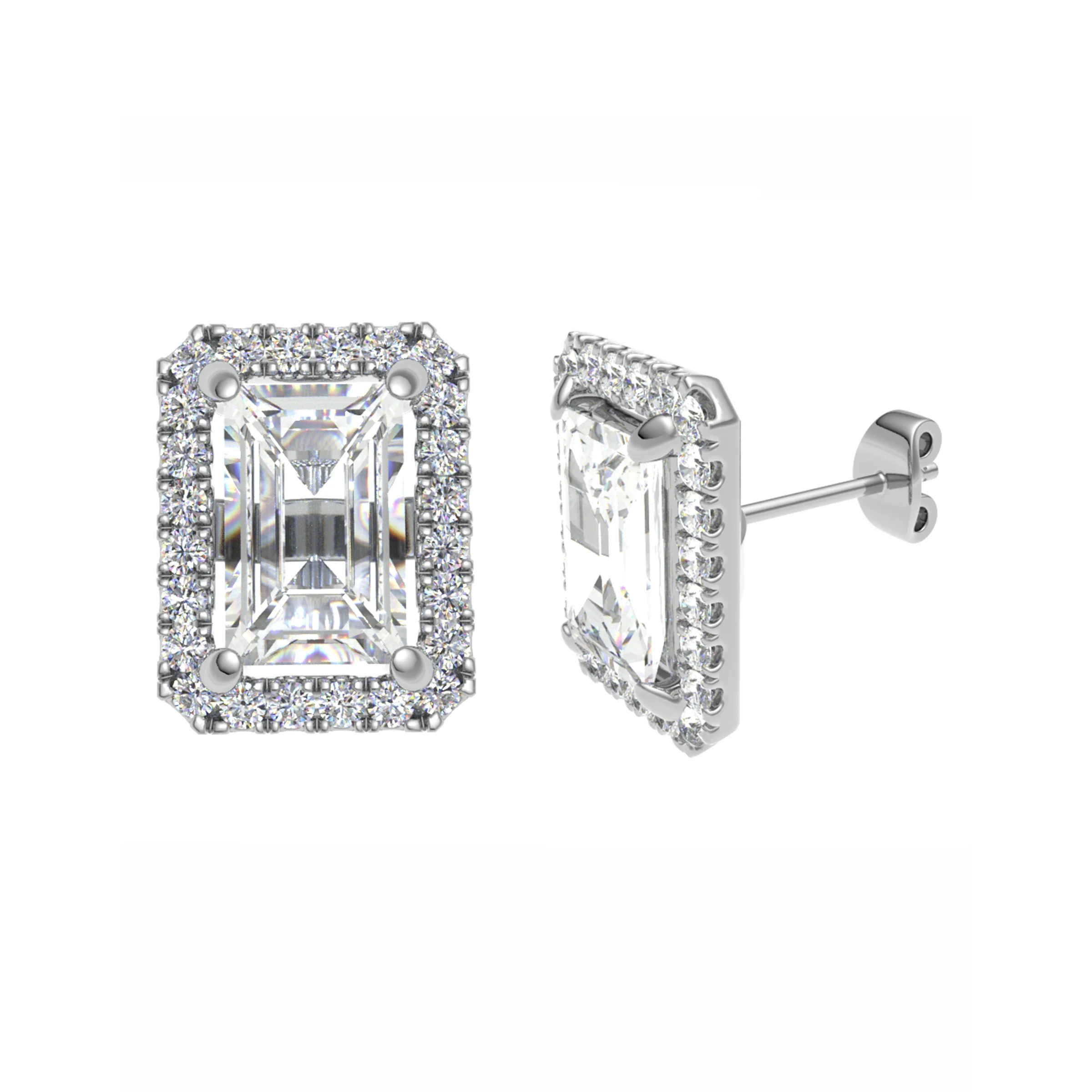 0.6 Ct Lab-Created Cushion Cut Judy  Halo Diamond Earrings in Silver 925