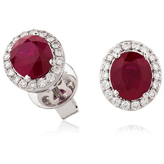 1.5 Ct Natural Ruby Oval Cut Afke  in 18K White Gold