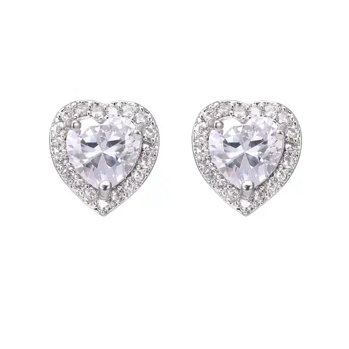 0.60-3.00 Carat Heart Shaped Diamond Earrings With Round Diamond Set