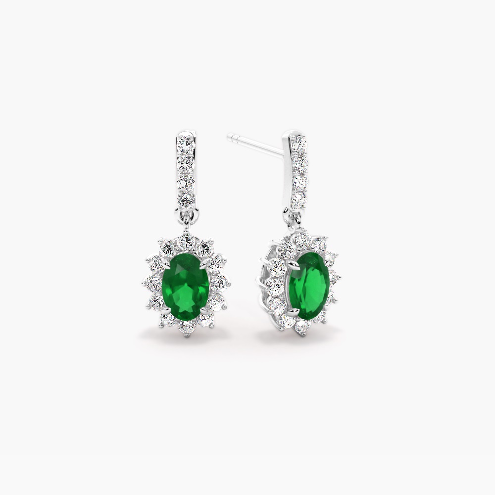 0.5 Ct Emerald Oval Cut Bozica  in 18K White Gold