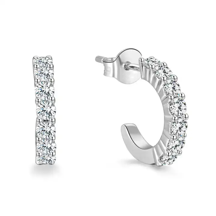 0.10 Carat Natural Round Diamond Illusion Prong Setting Hoop Earrings