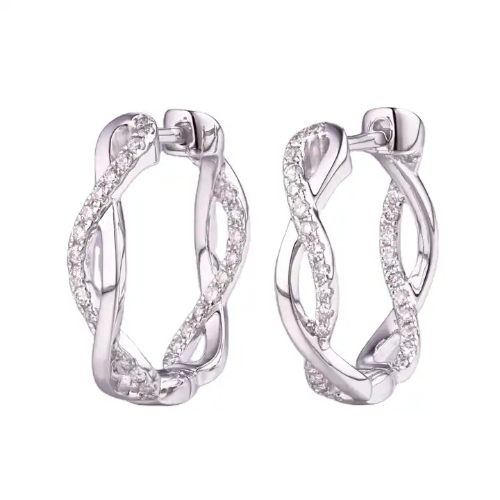 0.25 Carat Round Shaped Natural Diamond Infinity Style Hoop Earrings