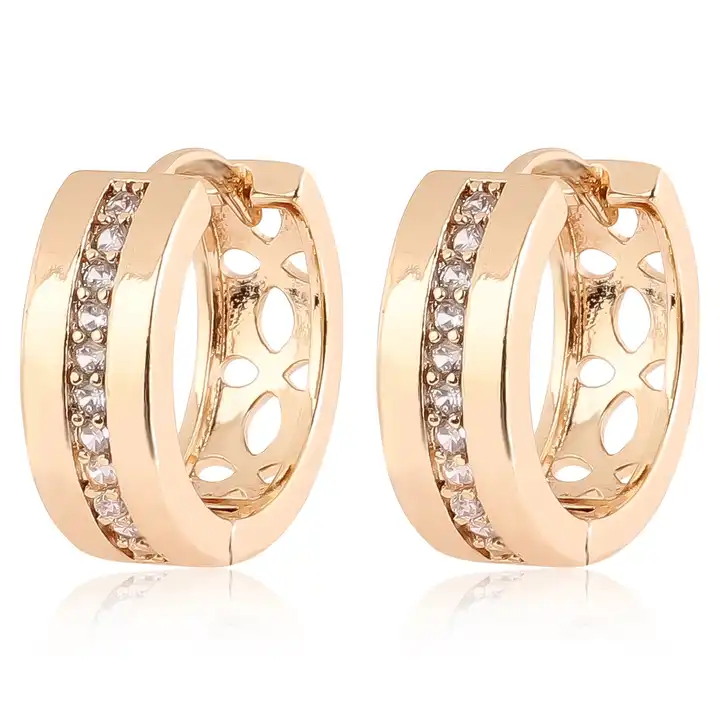 0.25 Ct Natural Round Cut Keri  Hoop Diamond Earrings in 9K Yellow Gold