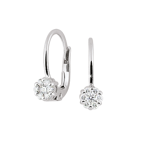 0.25 Ct Natural Round Cut Kamilah  Hoop Diamond Earrings in 18K White Gold