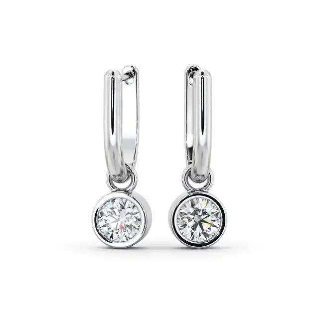 0.8 Ct Natural Round Cut Lianour  Drop Diamond Earrings in 9K White Gold