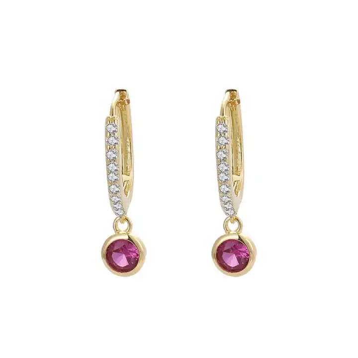 Brugmo 0.75 Carat Natural Ruby  Diamond Earrings