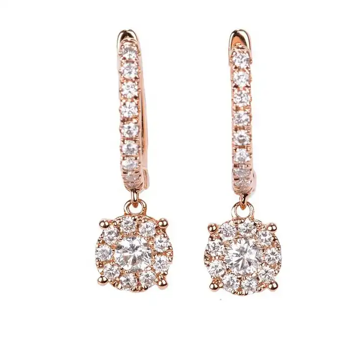 0.33 Ct Natural Round Cut Lovia  Drop Diamond Earrings in 9K Yellow Gold