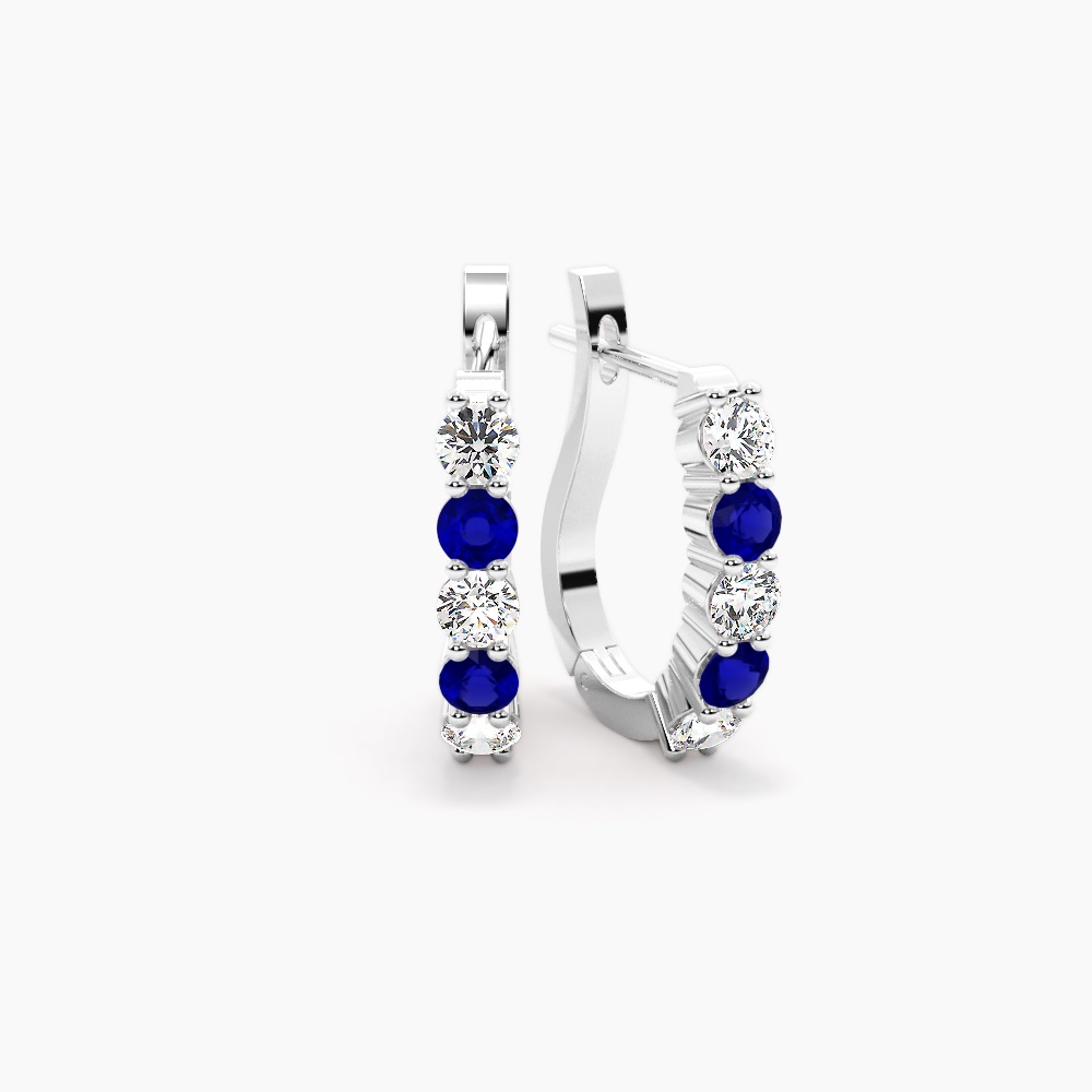 Berhem 0.50 Carat Blue Sapphire  Diamond Earrings