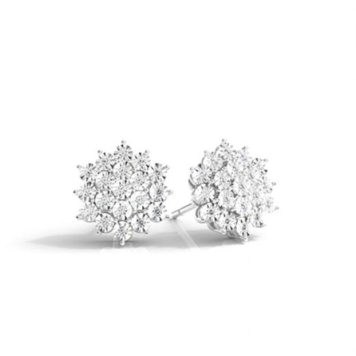 0.25 Carat Natural And Lab Grown Prong Setting Round Diamond Cluster Earrings