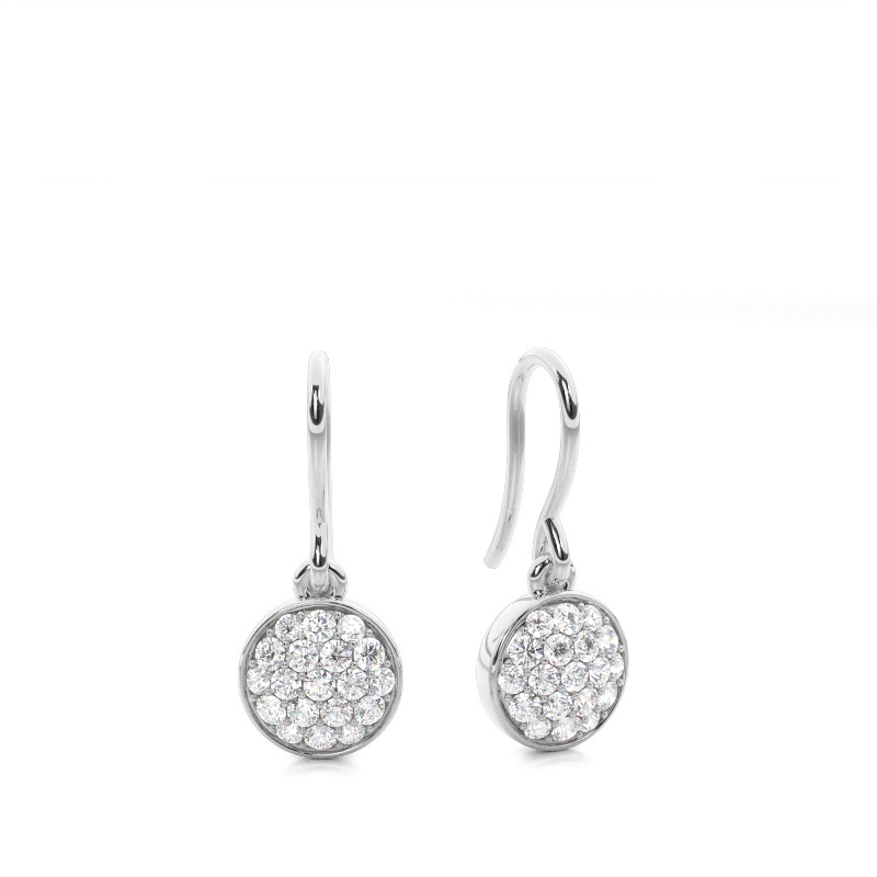 0.75 Carat Natural And Lab Grown Round Diamond Pav Setting Cluster Earrings