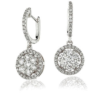 1.00 carat Natural And Lab Grown Round Diamond Drop Cluster Earrings