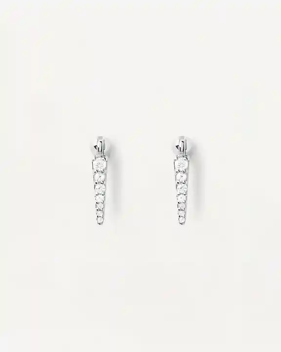 0.1 Ct Natural Round Cut Faun  Designer Diamond Earrings in 9K White Gold