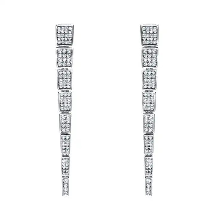0.75 Ct Natural Round Cut Lilabelle  Journey Diamond Earrings in 9K White Gold