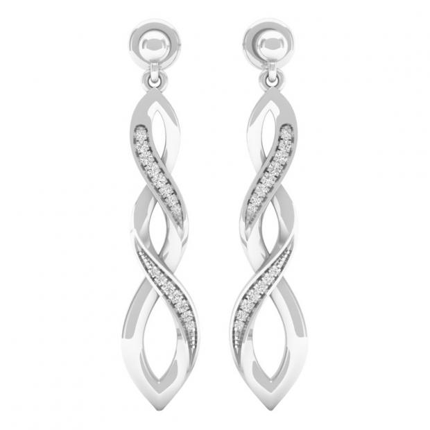 0.25 Ct Natural Round Cut Kennita  Designer Diamond Earrings in 9K White Gold