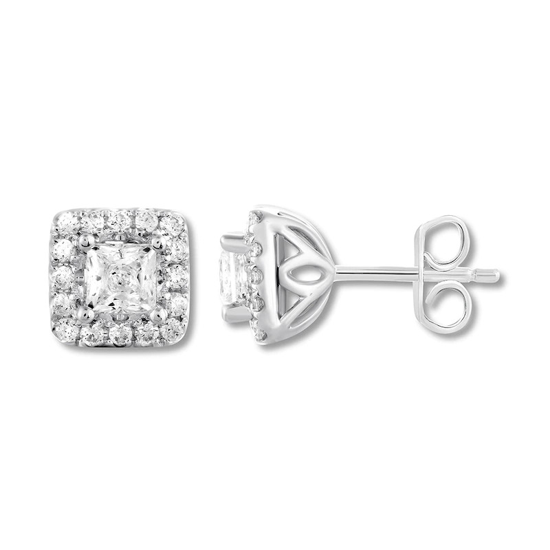 0.1 Ct Lab-Created Princess Cut Janine  Halo Diamond Earrings in Silver 925