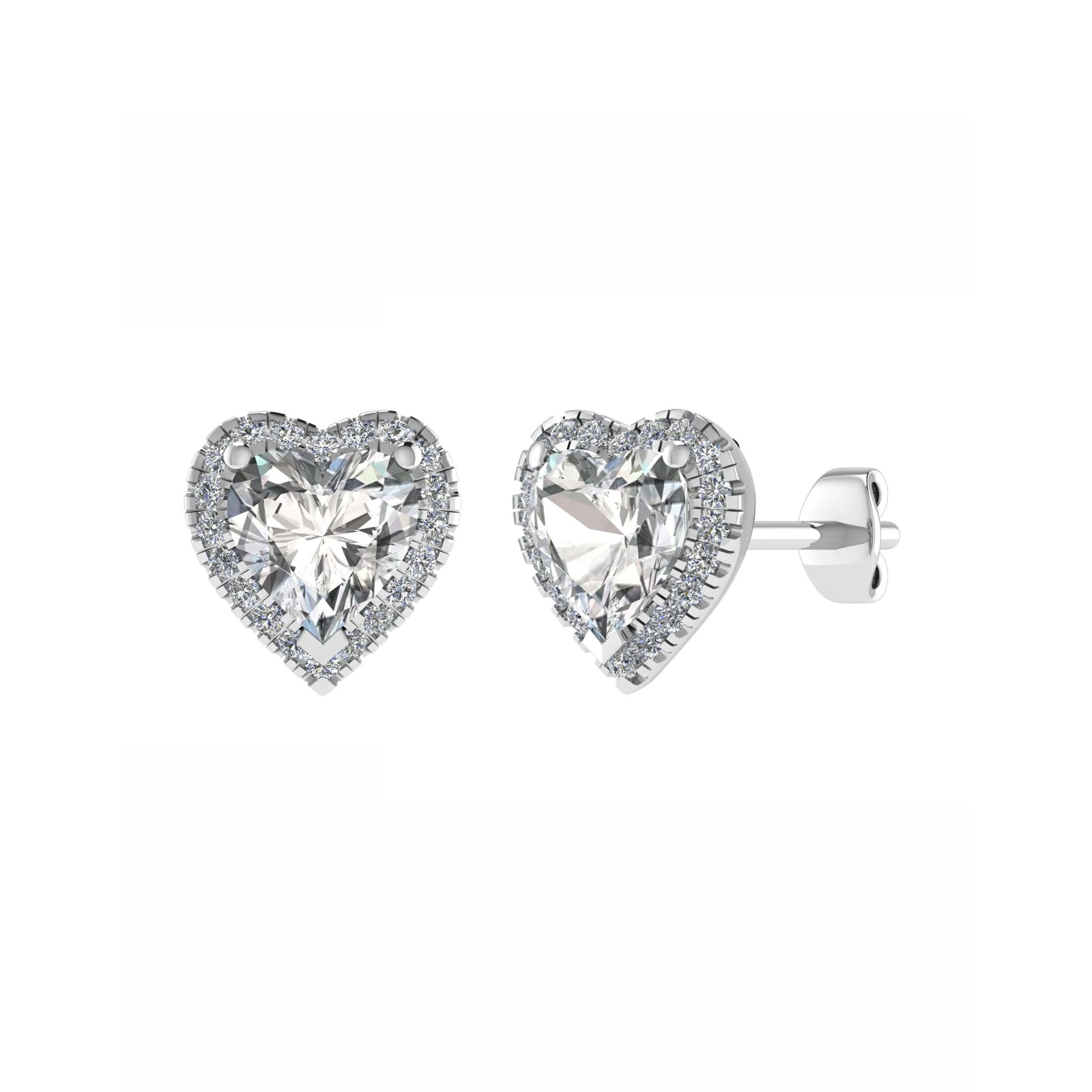 0.1 Ct Lab-Created Heart Cut Janay  Halo Diamond Earrings in 9K White Gold