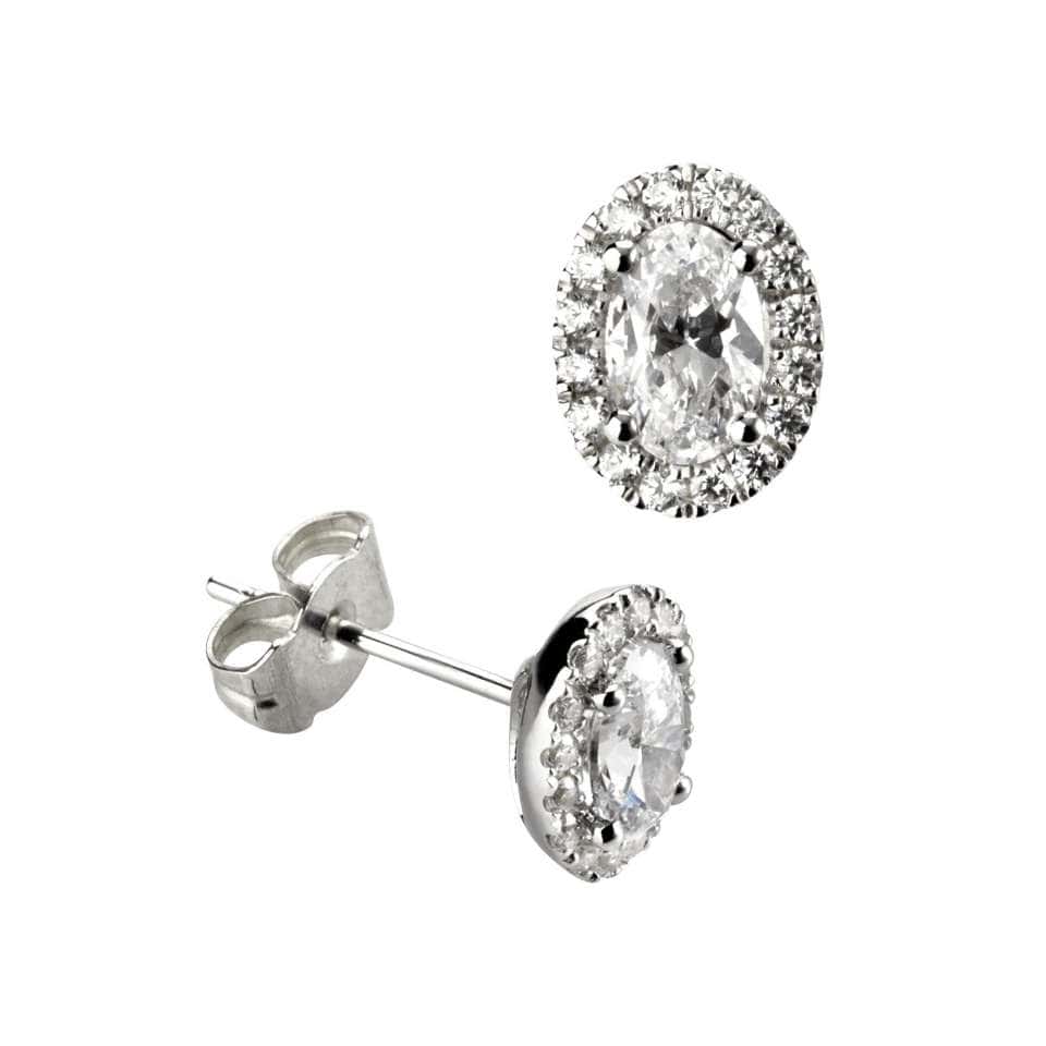 0.50-1.00 Carat Classic Oval Shaped Diamond Halo Stud earrings
