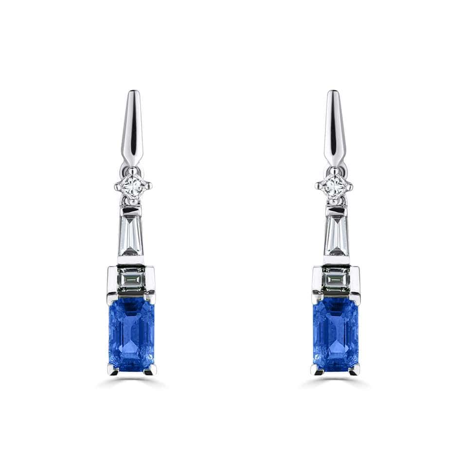 1.01 Carat Mixed Shaped Gemstone Earrings in Blue Sapphire, Ruby And Emerald