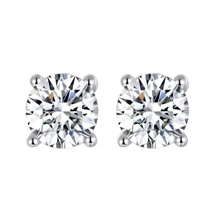 0.10 Carat Round Shaped Lab Created H/SI Diamond Stud Earrings In White Gold