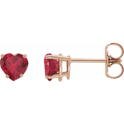 Helori Natural Ruby 4 Prong Set  Diamond Earrings