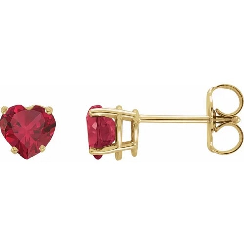 Helori Natural Ruby 4 Prong Set  Diamond Earrings