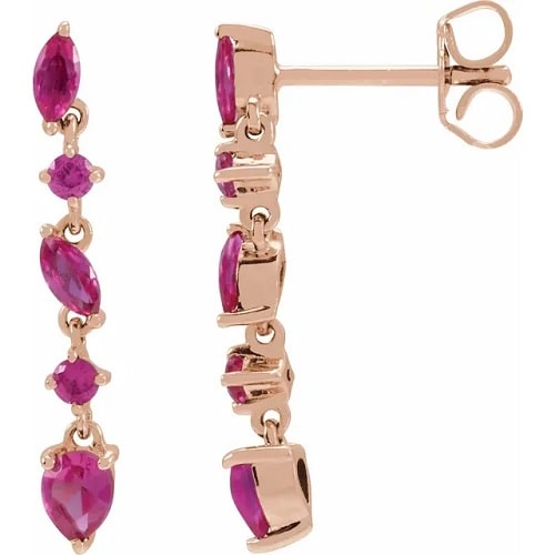 Harrietta Natural Ruby Prong Set  Diamond Earrings