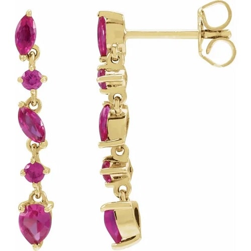 Harrietta Natural Ruby Prong Set  Diamond Earrings