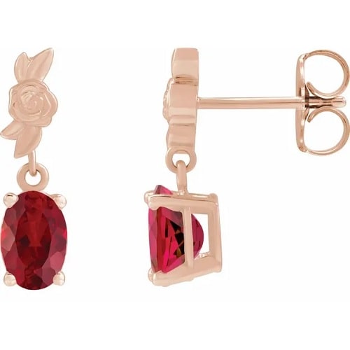 Hassive Natural Ruby 4 Prong Set  Diamond Earrings