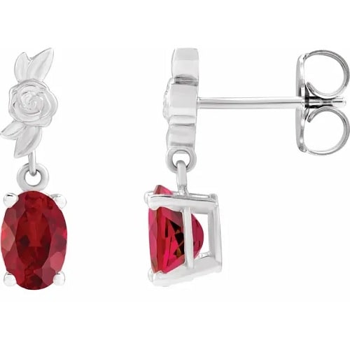 Hassive Natural Ruby 4 Prong Set  Diamond Earrings