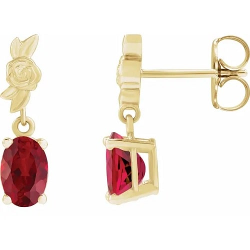 Hassive Natural Ruby 4 Prong Set  Diamond Earrings
