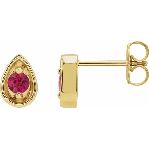 Halinor Natural Ruby Prong Set  Diamond Earrings