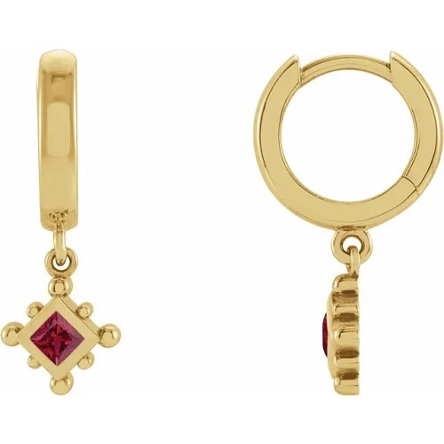 Hollyanne Natural Ruby Bezel Set  Diamond Earrings