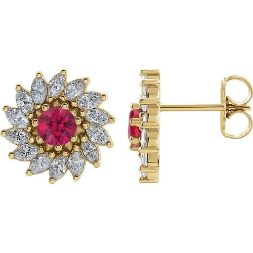 Faele Natural Ruby Claw Set  Diamond Earrings