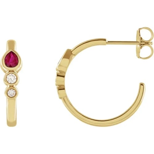 Hilliard Natural Ruby Bezel Set  Diamond Earrings