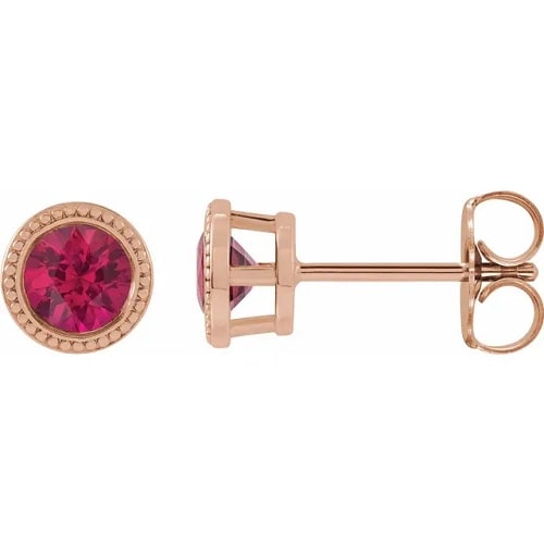 Haverly Natural Ruby Bezel Set  Diamond Earrings