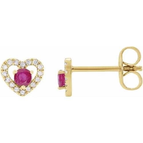 Harly Natural Ruby 3 Prong  Diamond Earrings