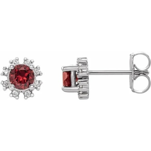 Heallfrith Natural Ruby 4 Prong Set  Diamond Earrings