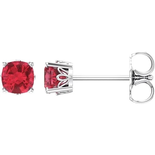 Halfrith Natural Ruby 4 Prong Set  Diamond Earrings