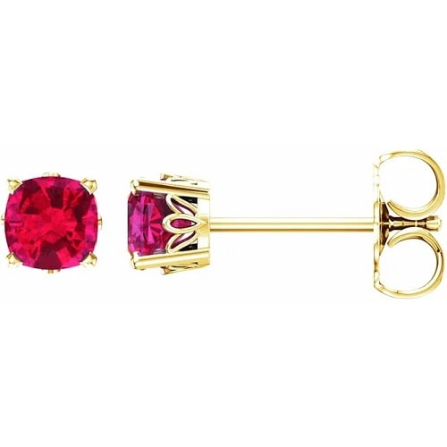 Halfrith Natural Ruby 4 Prong Set  Diamond Earrings