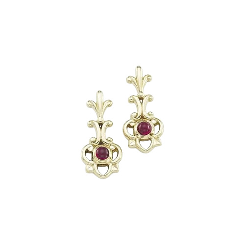 Hellerson Natural Ruby Bezel Set  Diamond Earrings
